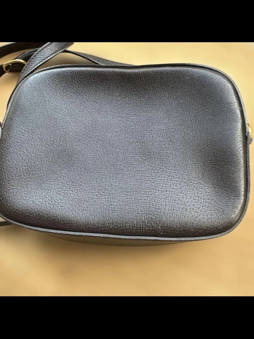 Gucci Brown Leather Interior Tag with Cream Canvas